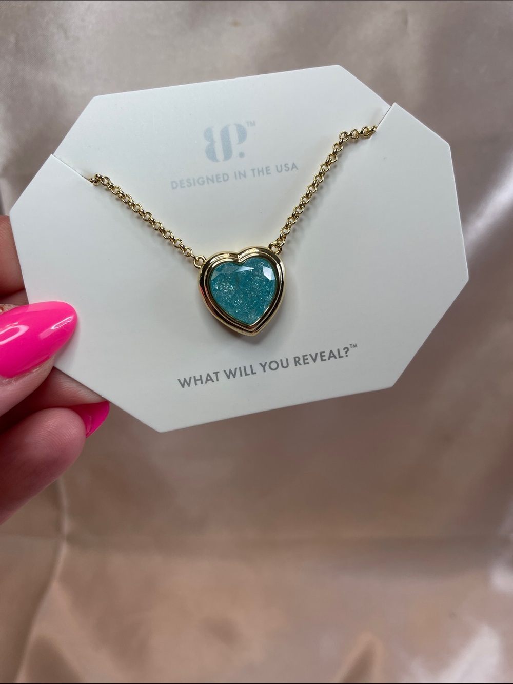 Bomb Party "To Tremble in Happiness" Blue Ice Crystal Heart Bezel Necklace